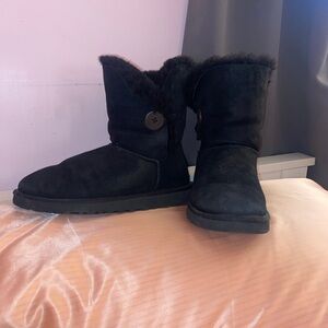 Ugg Boots Black Bailey Button - Size 8